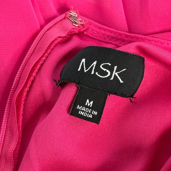 NWD MSK Barbie Pink Keyhole Neck Tiered Chiffon Gown Sleeveless Womens Medium M - Picture 8 of 16